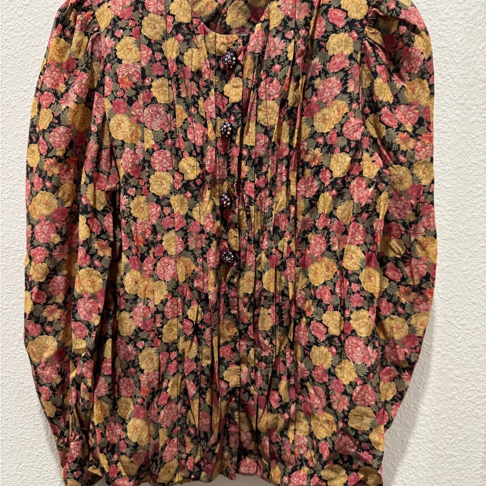 Floral Button-Up Blouse - Multicolor